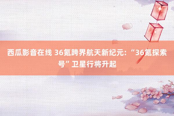 西瓜影音在线 36氪跨界航天新纪元: “36氪探索号”卫星行将升起