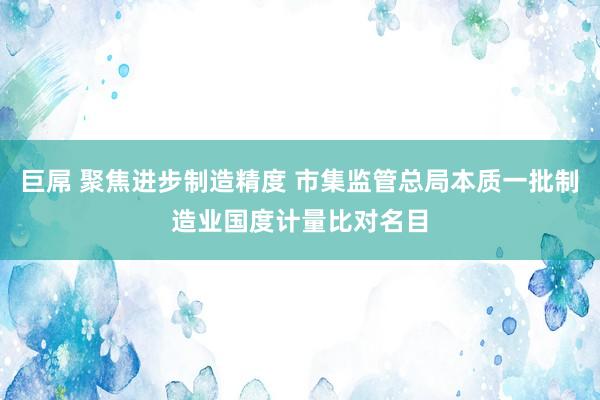 巨屌 聚焦进步制造精度 市集监管总局本质一批制造业国度计量比对名目