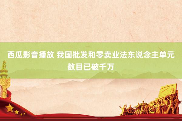 西瓜影音播放 我国批发和零卖业法东说念主单元数目已破千万