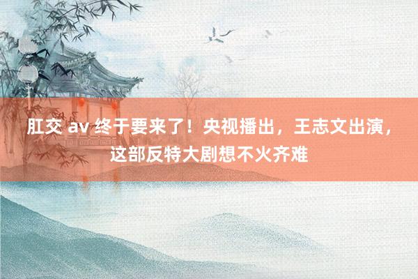 肛交 av 终于要来了！央视播出，王志文出演，这部反特大剧想不火齐难