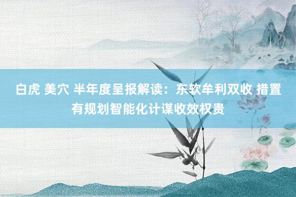 白虎 美穴 半年度呈报解读：东软牟利双收 措置有规划智能化计谋收效权贵
