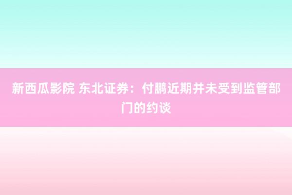 新西瓜影院 东北证券：付鹏近期并未受到监管部门的约谈