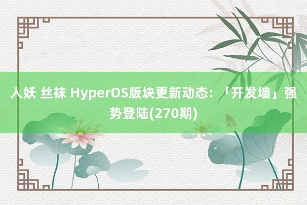 人妖 丝袜 HyperOS版块更新动态: 「开发墙」强势登陆(270期)