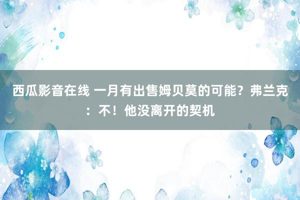 西瓜影音在线 一月有出售姆贝莫的可能？弗兰克：不！他没离开的契机