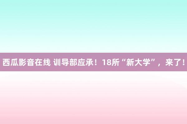 西瓜影音在线 训导部应承！18所“新大学”，来了！