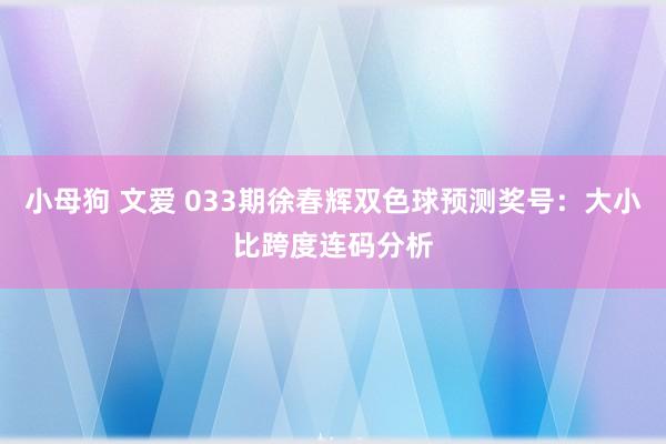 小母狗 文爱 033期徐春辉双色球预测奖号：大小比跨度连码分析
