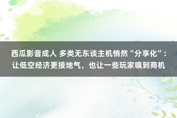 西瓜影音成人 多类无东谈主机悄然“分享化”：让低空经济更接地气，也让一些玩家嗅到商机
