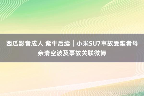 西瓜影音成人 紫牛后续︱小米SU7事故受难者母亲清空波及事故关联微博
