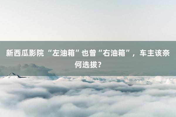 新西瓜影院 “左油箱”也曾“右油箱”，车主该奈何选拔？