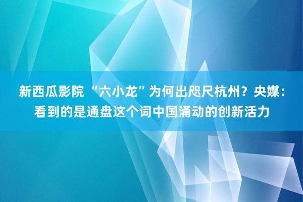 新西瓜影院 “六小龙”为何出咫尺杭州？央媒：看到的是通盘这个词中国涌动的创新活力