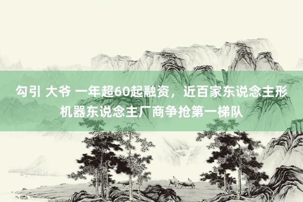 勾引 大爷 一年超60起融资，近百家东说念主形机器东说念主厂商争抢第一梯队
