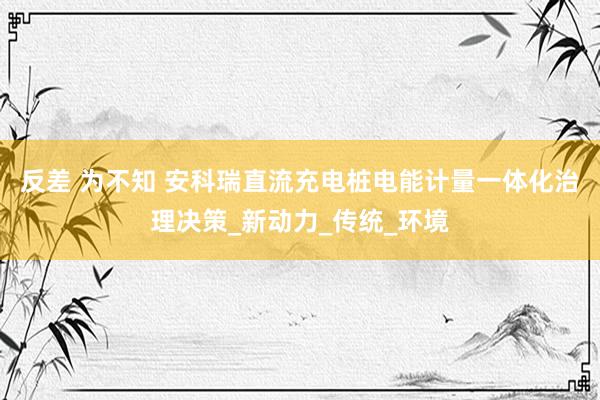 反差 为不知 安科瑞直流充电桩电能计量一体化治理决策_新动力_传统_环境