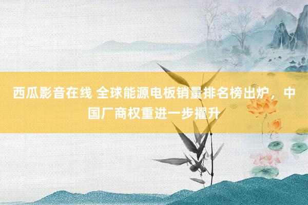 西瓜影音在线 全球能源电板销量排名榜出炉，中国厂商权重进一步擢升
