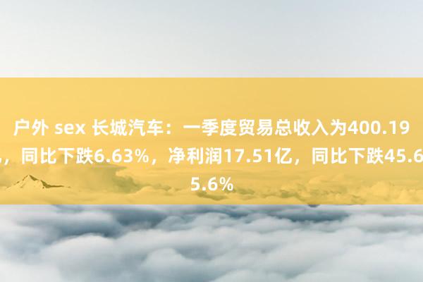 户外 sex 长城汽车：一季度贸易总收入为400.19亿，同比下跌6.63%，净利润17.51亿，同比下跌45.6%